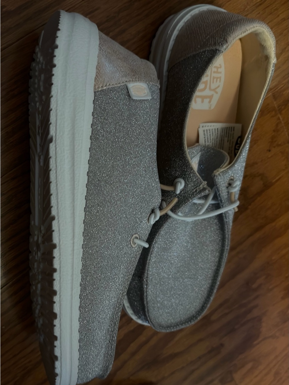 Hey Dude Glitter Slip-On Loafers in Silver - Picture 4 of 6